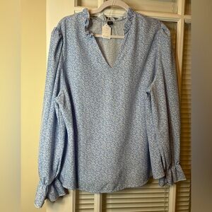 Vneck Floral Print Blouse- Size 2X